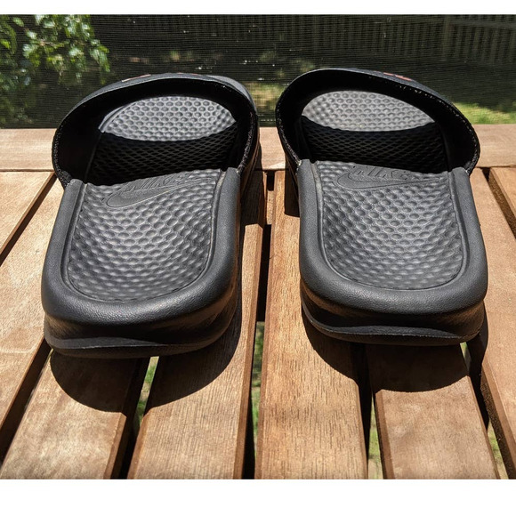 Nike Slides Women's Benassi JDI Black and Rose Gold Size 9    343881-007 - Picture 4 of 7